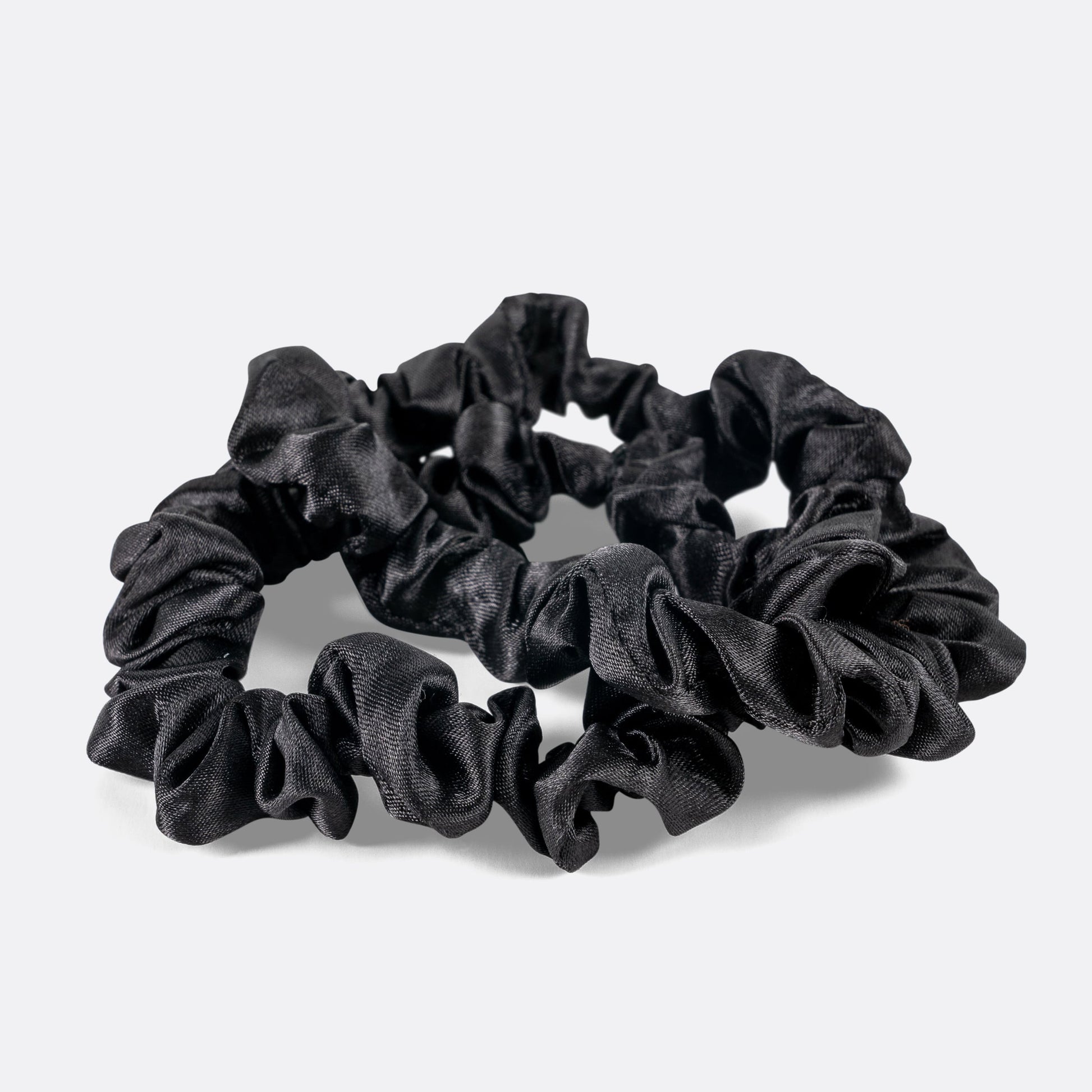 RobeCurls Satin Scrunchies Black